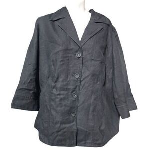 Studio Liz Claiborne‎ Wheaten Linen Button Shacket Womens Plus 1X